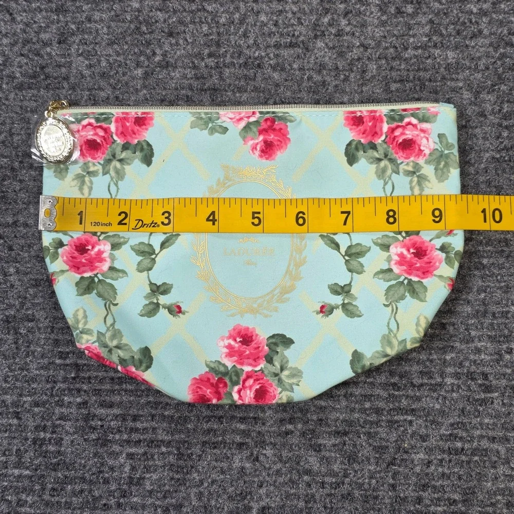 Estee Lauder Laduree Paris Trellis Cosmetic Bag Women's Green Blue Floral Rose